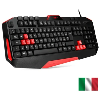 Image de SPIRIT OF GAMER Clavier Qwerty Italien PRO K3 Rouge Et Noir 26 Touches Anti Ghosting 4 Gaming Macro Programmables PS4 / XBOX ONE PC
