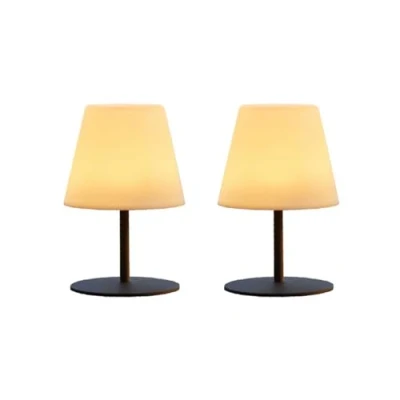 Image de Pack de 2 Lampes table sans fil LUMISKY TWINS H16 cm Pied en acier gris LED blanc chaud et