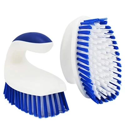 Image de ITTAHO Lot de 2 Brosses à Récurer Poils Rigides pour Le Nettoyage, Brosse Robuste, la Main avec Poignée Solide Sol, Tapis, Carrelage, Baignoire, Salle Bain