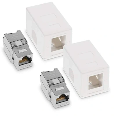 Image de kwmobile 2x Prise Réseau RJ45 Lot Cat6a à 1x Port Fourni avec Module Keystone Ethernet 10 Gbit