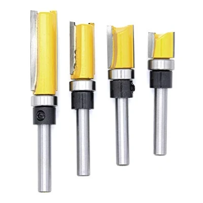 Image de DingGreat Fraise à Copier 1/4&quot;, de Copiage 4 Pièces, Outils Fraisage Menuiserie Bricolage Coupe avec Roulement Supérieur