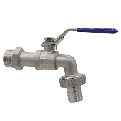Image de VARIOSAN Robinet à boisseau sphérique 1/2&quot; en acier inoxydable, verrouillable, avec raccord de tuyau