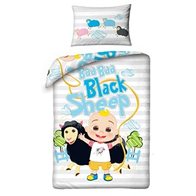 Image de Halantex CoComelon Parure de lit en coton avec housse couette 100 x 135 cm et taie d&#039;oreiller 40 60