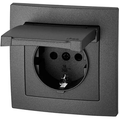Image de Prise encastrée IP44, tout en un, série ET 1 anthracite