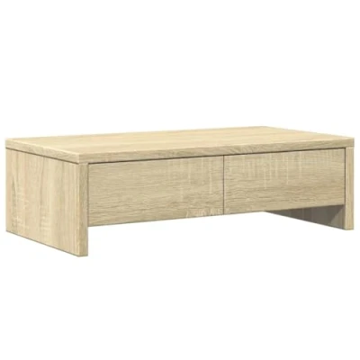 Image de vidaXL support de moniteur avec tiroirs chêne sonoma bois d&#039;ingénierie, d&#039;écran, étagère moniteur, base 854663