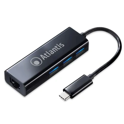 Image de Atlantis Land A04 TC_LAN+HB station d&#039;accueil USB 3.2 Gen 1 (3.1 1) Type C Noir Neuf