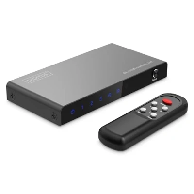 Image de DIGITUS DS 55331 Commutateur HDMI 3x1 3 in 1 Out UHD 4K/60 Hz HDTV : 3840 x 2160p HDCP 2.2 &amp; 2.0 HDR, CEC, Deep Color, DTS, Dolby Digital, LPCM pour TV, Moniteur, PS5, PS4, Xbox