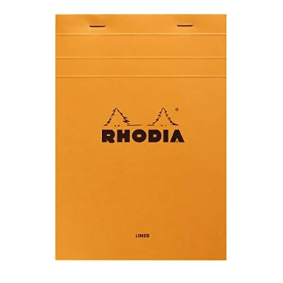 Image de RHODIA 15600C Bloc Notes Agrafé N15 Orange A5 14,8 x 21 cm Ligné + marge 150 Feuillets Détachables Papier Clairefontaine Blanc 80 g/m² Couverture en Carte Enduite Souple