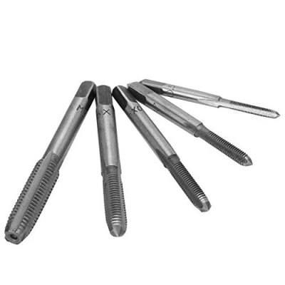 Image de 5 Pièces Ensemble de Tarauds à Filetage M3 M4 M5 M6 M8, et Filières pour Réparation Création, Outils Foret, Taraud, Fraisage (Argent)