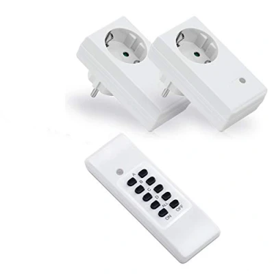 Image de conecto® Kit de Prises Radio commandées : 1x Prise commandée et télécommande, 1100 Watt, Blanc