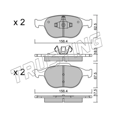 Image de TRUSTING 549.0 Jeu de plaquettes frein contact signal d&#039;usure exclu, non préparé pour indicateur FORD: FIESTA 5, Focus Mk1 3/5 portes