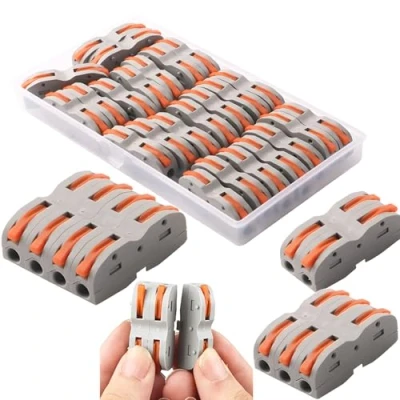 Image de CESFONJER Bornes de Connexion Automatique, Rapide Connecteur fil Câble, à Ecrou levier, Assortiment Conducteurs Connecteurs fils Compacts SPL 1 (24 Pièces)