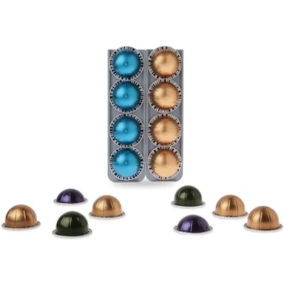 Image de R&amp;R SHOP Porte capsules pour Nespresso Vertuo, surface type mur, réfrigérateur café Vertua avec autocollants 3M, 4 chacune, lot de 2