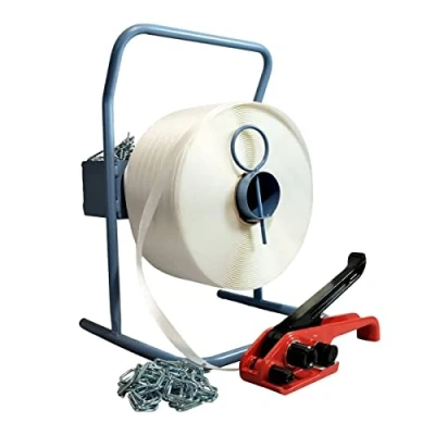 Image de TECPLAST Kit 1 Feuillard de cerclage fil à KFF2 19 mm x 600 m + tendeur OFFERT dévidoir boucles Résistance 550kg
