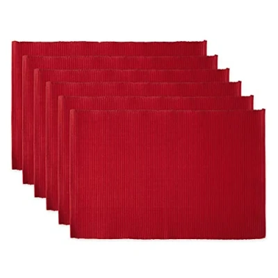 Image de DII Basic Everyday Lot de 6 Sets Table côtelés 100% Coton 33 x 48 cm Rouge Tango