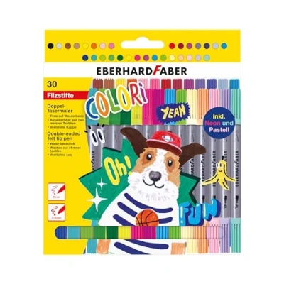 Image de Eberhard Faber 550030 Set de feutres Colori, 30 crayons couleur en étui carton, pointe épaisse et fine