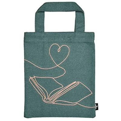 Image de moses. Libri_x Leseliebe Petit Sac de Transport 100% Coton pour Les Amateurs Livres avec Motif brodé, Vert/Turquoise, S, à