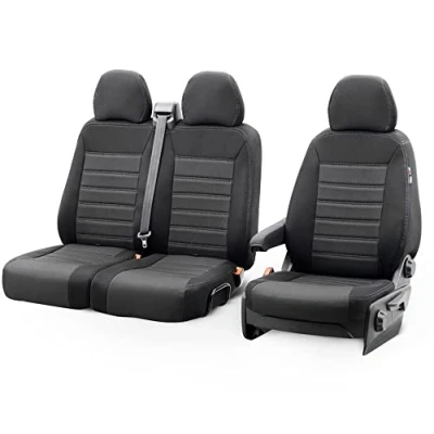 Image de otoM Original Design Housses de siège en Tissu 2+1 Compatible avec Volkswagen T6 2015 2022 (avec accoudoir sur la Banquette)