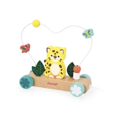 Image de Janod Tigre à Tirer avec Circuit de Motricité Boulier Jouet Promener en Bois Developpe l&#039;Eveil, la et l&#039;Imagination Dès 12 Mois J08281