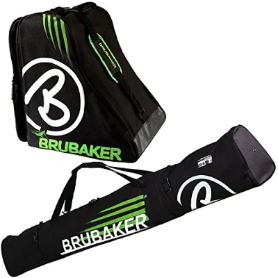 Image de BRUBAKER Davos Ensemble sac de ski et à chaussures pour 1 paire skis jusqu&#039;à 170 cm + bâtons Noir/vert