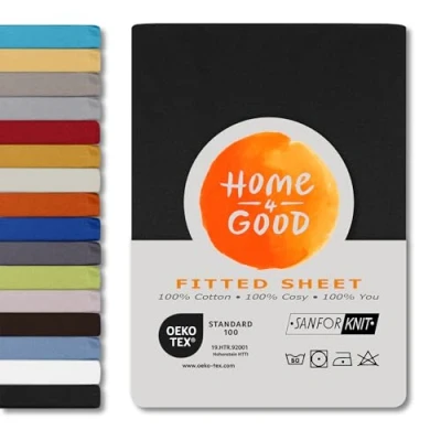 Image de home4good Drap Housse 200 x cm, 100% Coton peigné, Oeko Tex 100, en Jersey 200x200cm Anthracite
