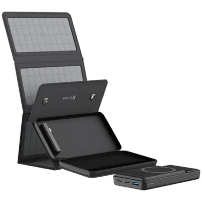 Image de Xlayer Batterie Externe Sans Fil 10.000mAh 15W Noir avec Panneau Solaire