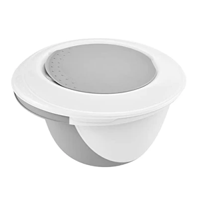 Image de keeeper Set de Saladiers 4 en 1, Avec Protection anti éclaboussures et Spatule, Antidérapant, Camilla, Ø 27 x 15 cm + 18 14 cm, 1,5 3,5 L, Nordic Grey