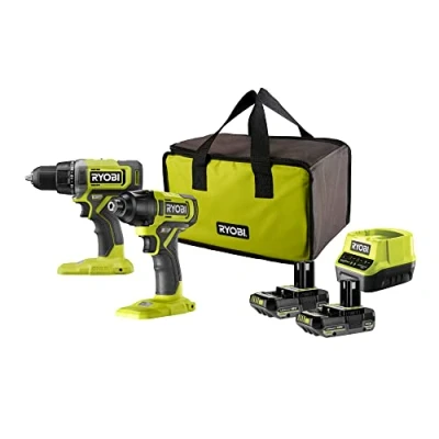 Image de Ryobi Duo 18V One+ Perceuse + Visseuse à choc Livrées avec 2 batteries 2Ah et son chargeur, dans un sac de transport RCK182G 220S