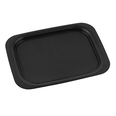 Image de WENKO Plateau antidérapant XL Noir, de Service en Plastique avec Surface antidérapante &amp; Dessous structurée poignées Pratiques pour Servir Les Repas, 45,5 x 2,3 33 cm