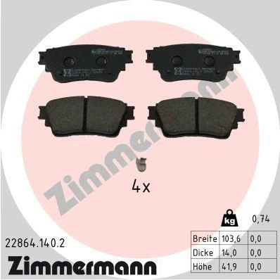 Image de ZIMMERMANN 22864.140.2 Jeu de plaquettes frein non préparé pour indicateur d&#039;usure la photo correspond au contenu livraison, avec ressort