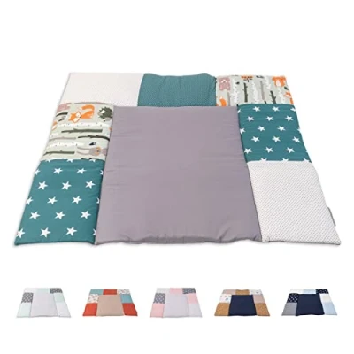 Image de ULLENBOOM ® Matelas á langer Bebe 85x75 cm, 100% matériaux OEKO TEX (Made in EU), Animaux de la forêt pétrole à Lavable et adapté aux déplacements