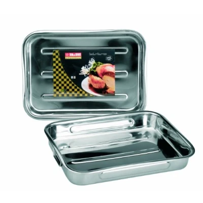 Image de Ibili 651850 Plat à rôtir en Inox avec anses pliantes 53x38x7,5 cm Bistrot