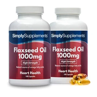 Image de Huile de Lin 1000mg 180 Gélules Excellente alternative aux huiles poisson Jusqu’à 4 mois bienfaits SimplySupplements [Lot 2]