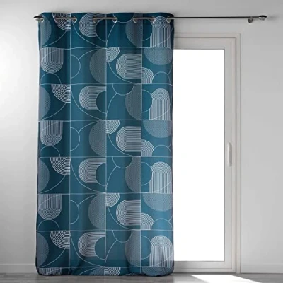 Image de Douceur d&#039;Intérieur Rideau, Polyester, Esquisse Bleu, 140 x 260 cm