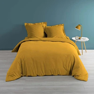Image de douceur d&#039;intérieur, Housse de Couette (260 x 240 cm) Percaline Ocre, Percale Coton