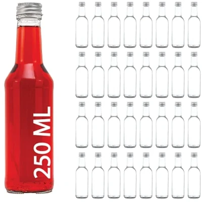 Image de casavetro 30 x 250 ML Bouteilles en Verre vides Transparents avec Bouchon à vis Gin Huile Vinaigre Soda Vodka Eau (30 ML)