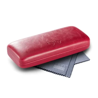 Image de FEFI Étui à lunettes rigide aspect cuir avec gaufrage des Rouge