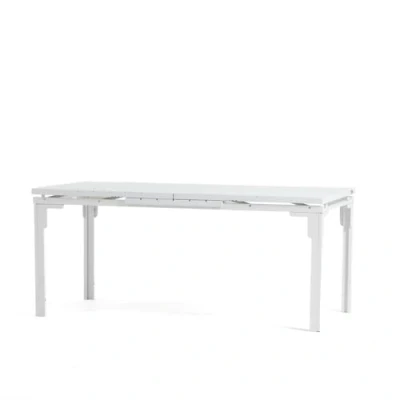 Image de SIEDITI FUORI E DENTRO Table d&#039;extérieur/jardin extensible 180/240x90 cm avec pieds en acier et dessus polyéthylène effet bois, jusqu&#039;à 10 personnes Thomas XL (Blanc)