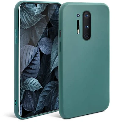 Image de Moozy Minimalist Series Coque en silicone pour OnePlus 8 Pro, bleu gris Finition mate fine et souple TPU Neuf