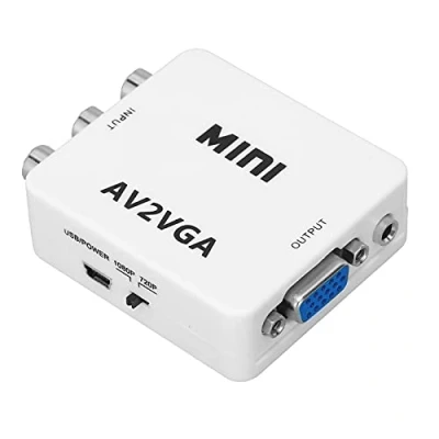 Image de Adaptateur vers VGA, Convertisseur AV Mini Vidéo HD 1080P Ordinateur Téléviseur, avec Câble de Données, Plug and