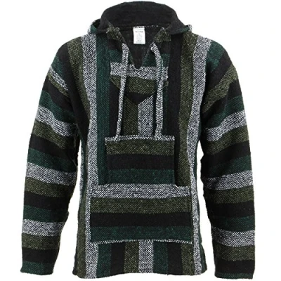 Image de Pull à capuche mexicain Baja / Jerga, Vert menthe, L