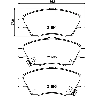 Image de HELLA 8DB 355 016 461 Jeu de plaquettes frein avec indicateur d&#039;usure HONDA: Civic 6 Hatchback, 7 V 3/5 portes