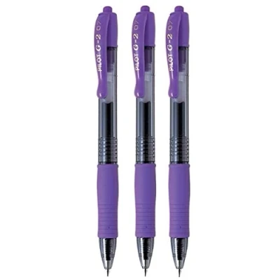 Image de Pilot G2 07 Lot de 3 stylos à bille encre gel rétractable, pointe fine 0,7 mm, largeur trait 0,39 rechargeable BL 7 Violet
