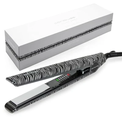 Image de Corioliss C1 Fer à Lisser pour femmes Titanium de plaques et curling cheveux fins professionnel avec contrôle la température (Zebra Silver Soft Touch)