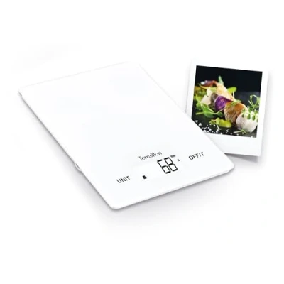 Image de TERRAILLON Balance de Cuisine SMART USB Rechargeable par Auto ON Fonction Tare et Conversion Liquide Portée 5Kg Blanc