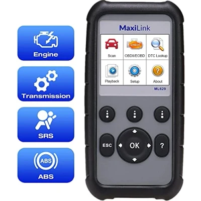 Image de Autel ML629 Lecteur de Code OBD2 (Version Améliorée ML619) avec Diagnostics Moteur / Transmission ABS SRS, Scanner Auto Fonctions Complètes et Recherche DTC pour Bricoleurs