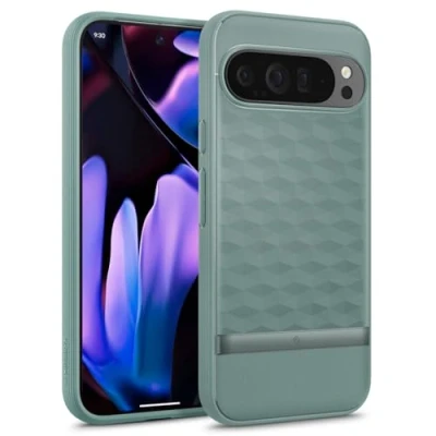 Image de Caseology Parallax pour Google Pixel 9 Pro XL, [Protection Contre Les Chutes de qualité Militaire] Housse Ergonomique 3D Hexa Cube XL Sage Green