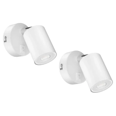 Image de ledscom.de 2 pièces Spot mural WAIKA, à une flamme, avec interrupteur, GU10, blanc mat, incl. lampe LED GU10 535lm,