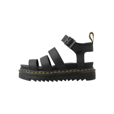 Image de Sandale Femme DR MARTENS Blaire Noir Cuir vernis Semelle compensée Bride à boucle
