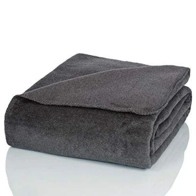 Image de Glart Plaid gris uni 130 x 170 cm couverture douce et chaude en laine extra moelleuse comme de canapé, plaid, canapé U1A